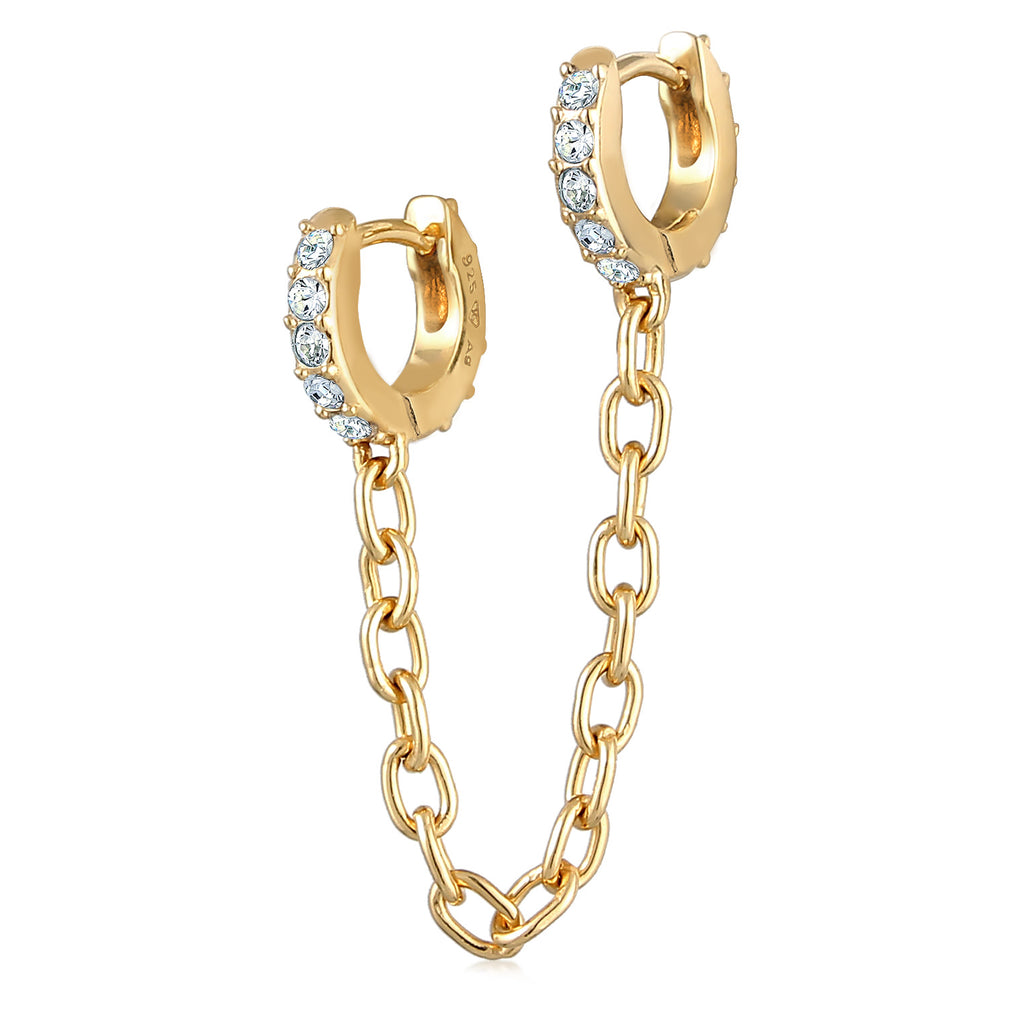 Gold - Elli | Creole | Mit Kristallen von Swarovski® (Weiß) | 925 Sterling Silber vergoldet