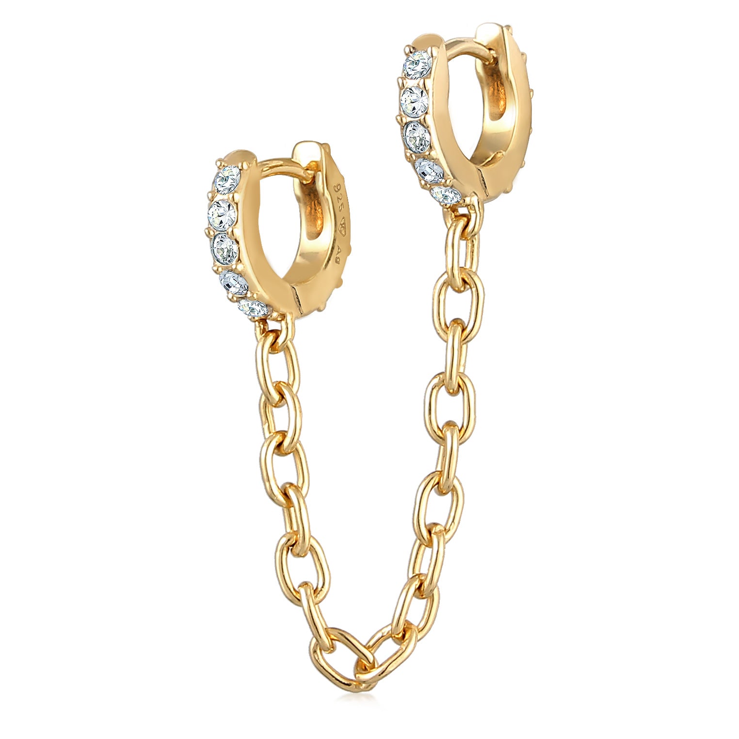 Gold - Elli | Creole | Mit Kristallen von Swarovski® (Weiß) | 925 Sterling Silber vergoldet