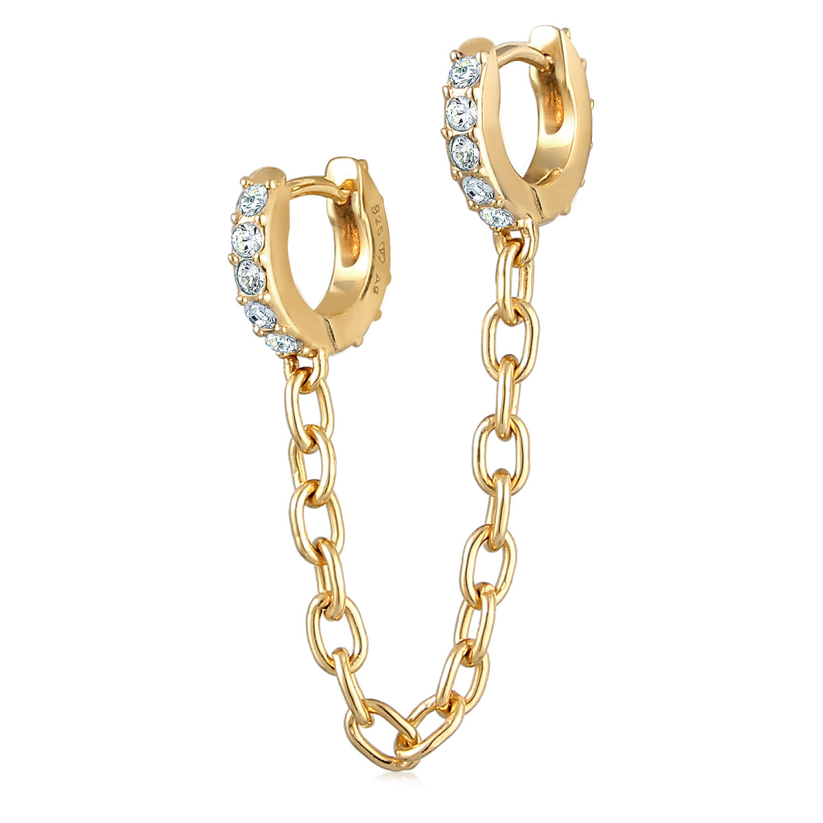 Gold - Elli | Creole | Mit Kristallen von Swarovski® (Weiß) | 925 Sterling Silber vergoldet