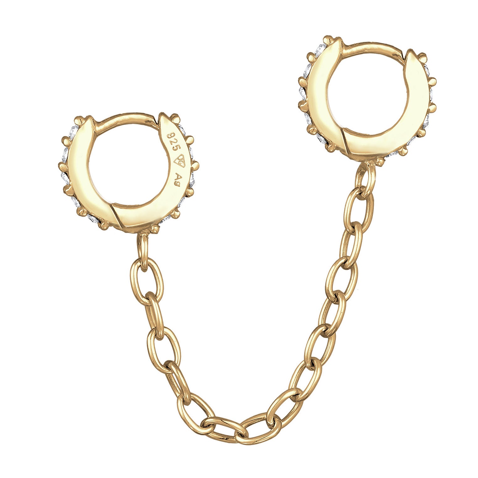 Gold - Elli | Creole | Mit Kristallen von Swarovski® (Weiß) | 925 Sterling Silber vergoldet