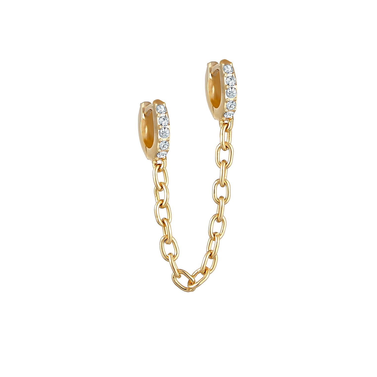 Gold - Elli | Creole | Mit Kristallen von Swarovski® (Weiß) | 925 Sterling Silber vergoldet