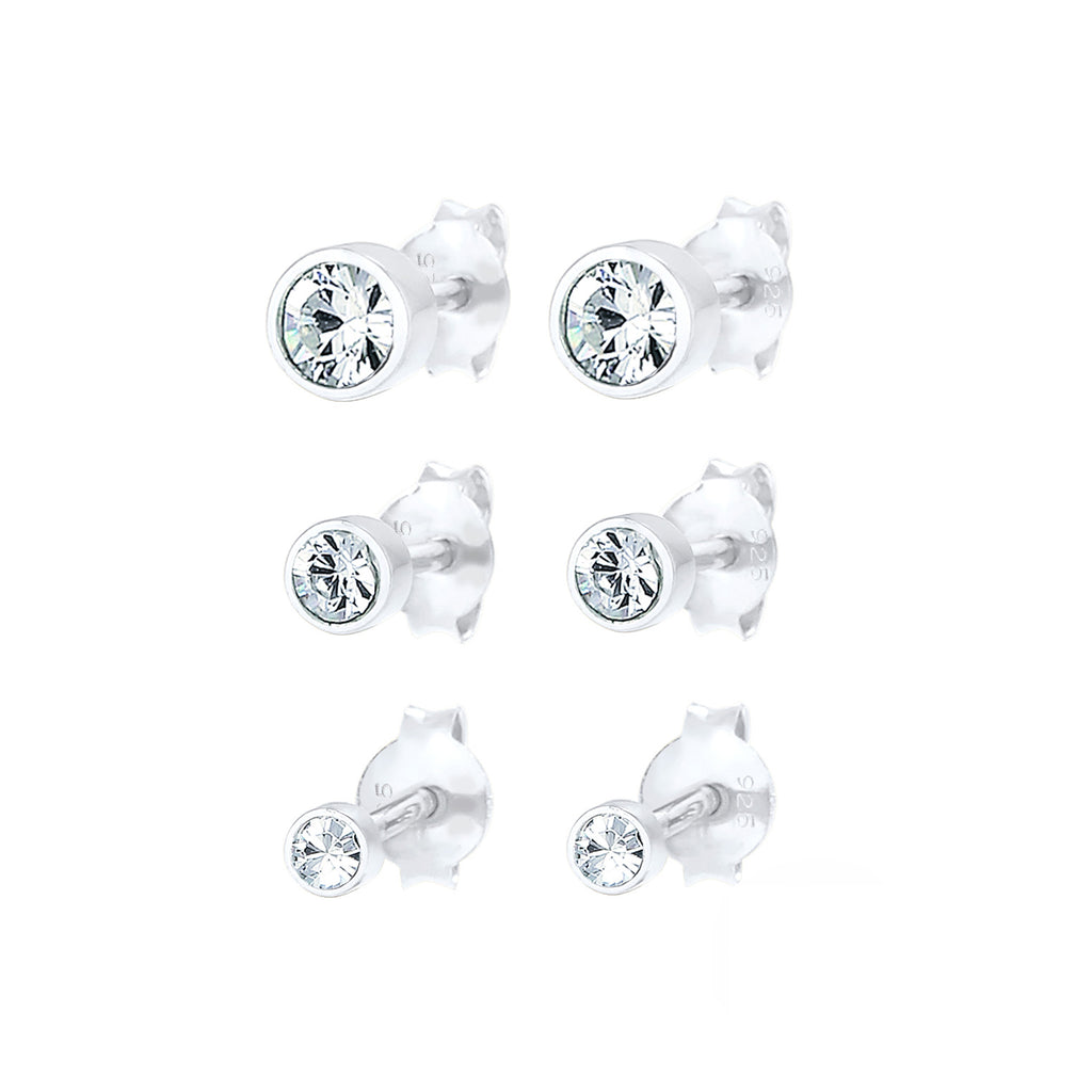Silber - Elli | Ohrstecker | Kristall ( Weiß ) | 925er Sterling Silber