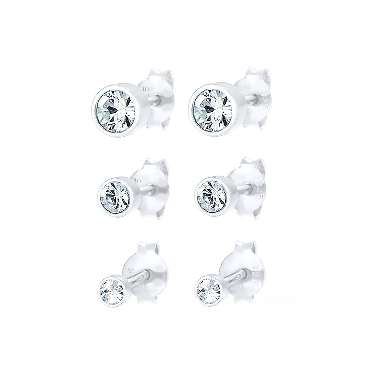 Silber - Elli | Ohrstecker | Kristall ( Weiß ) | 925er Sterling Silber