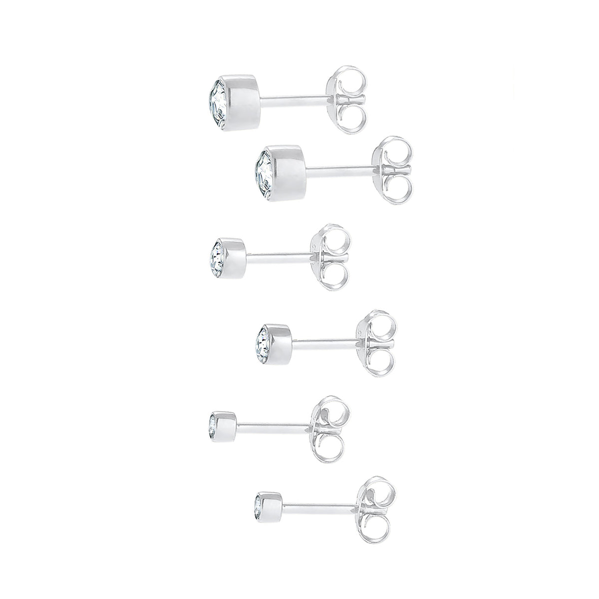 Silber - Elli | Ohrstecker | Kristall ( Weiß ) | 925er Sterling Silber
