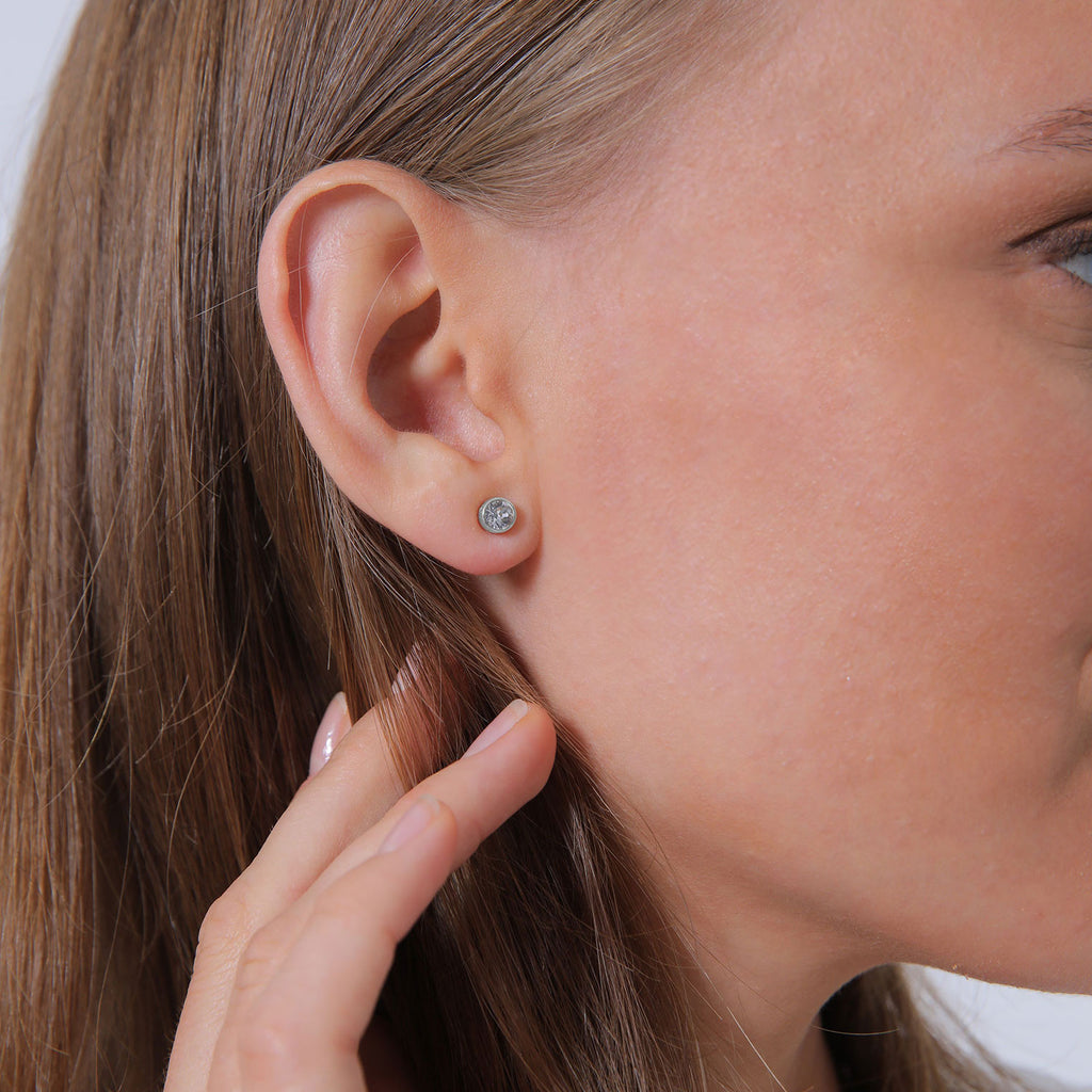 Silber - Elli | Ohrstecker | Kristall ( Weiß ) | 925er Sterling Silber