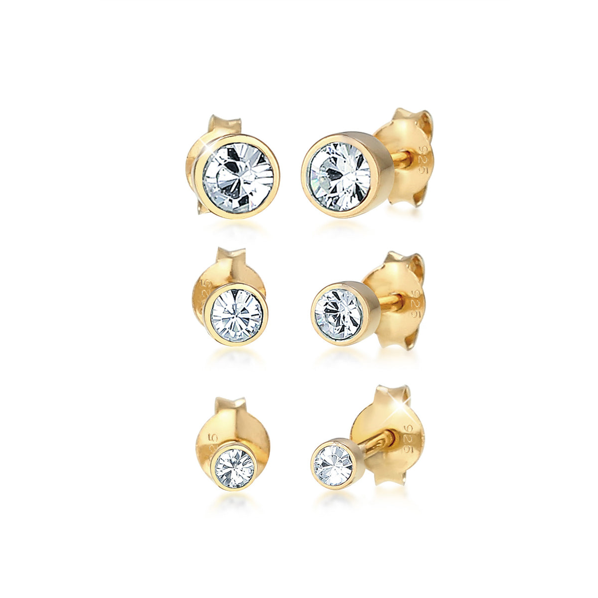 Gold - Elli | Ohrstecker | Mit Kristallen von Swarovski® (Weiß) | 925 Sterling Silber vergoldet