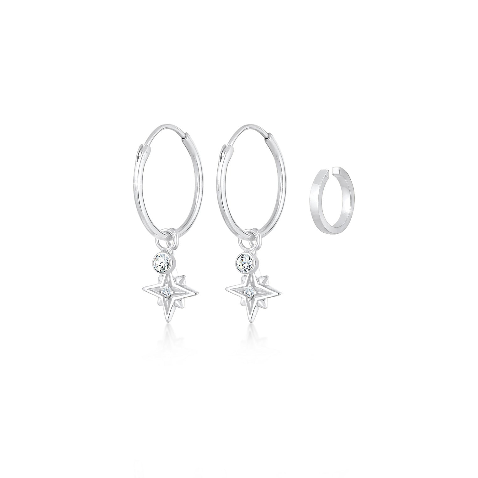 Silber - Elli | Ohrringset | Mit Kristallen von Swarovski® (Weiß) | 925er Sterling Silber