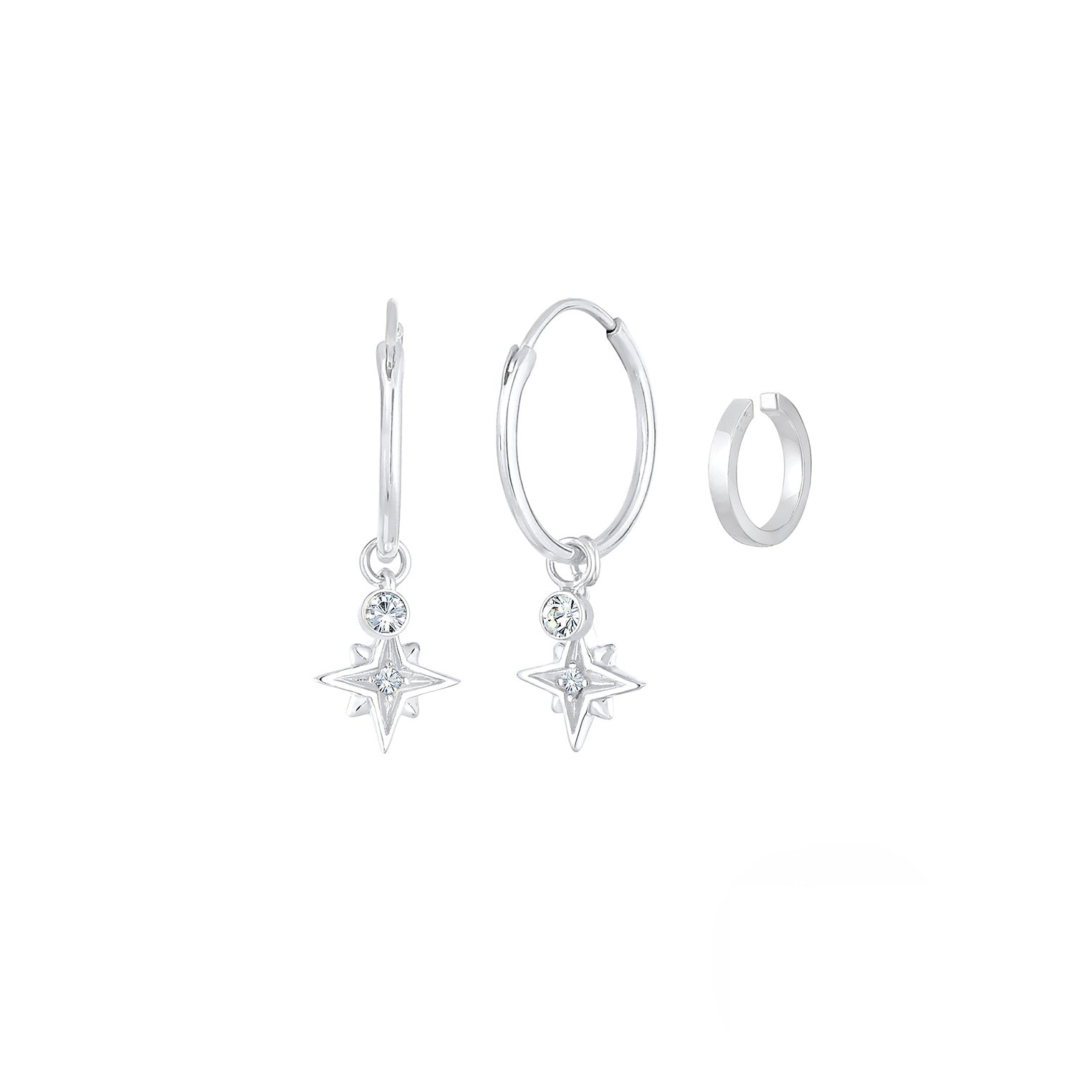 Silber - Elli | Ohrringset | Mit Kristallen von Swarovski® (Weiß) | 925er Sterling Silber