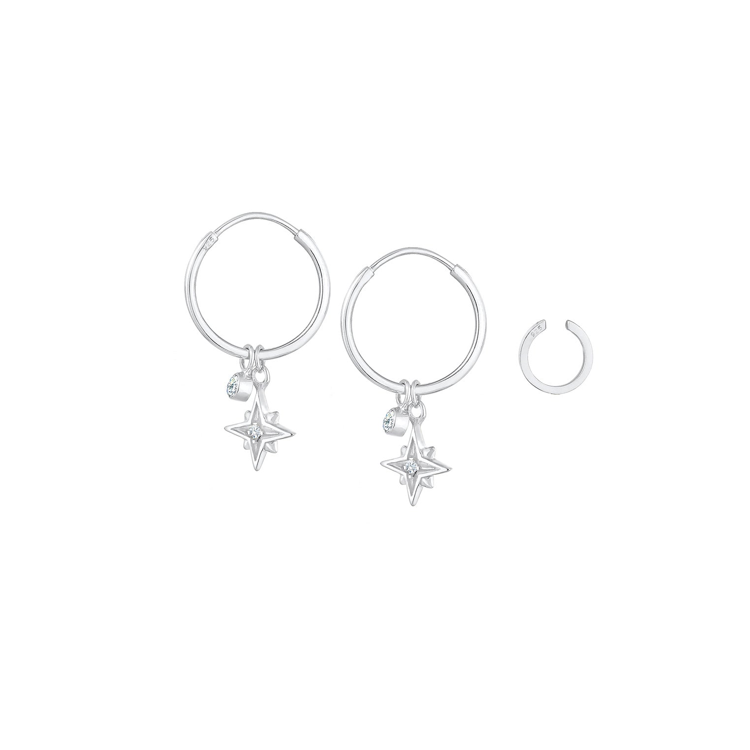 Silber - Elli | Ohrringset | Mit Kristallen von Swarovski® (Weiß) | 925er Sterling Silber