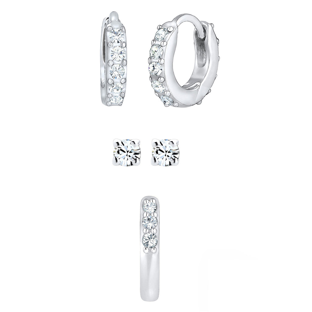 Silber - Elli | Ohrringset | Mit Kristallen von Swarovski® (Weiß) | 925er Sterling Silber