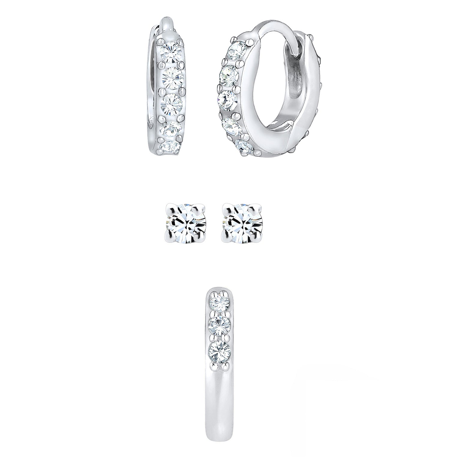 Silber - Elli | Ohrringset | Mit Kristallen von Swarovski® (Weiß) | 925er Sterling Silber