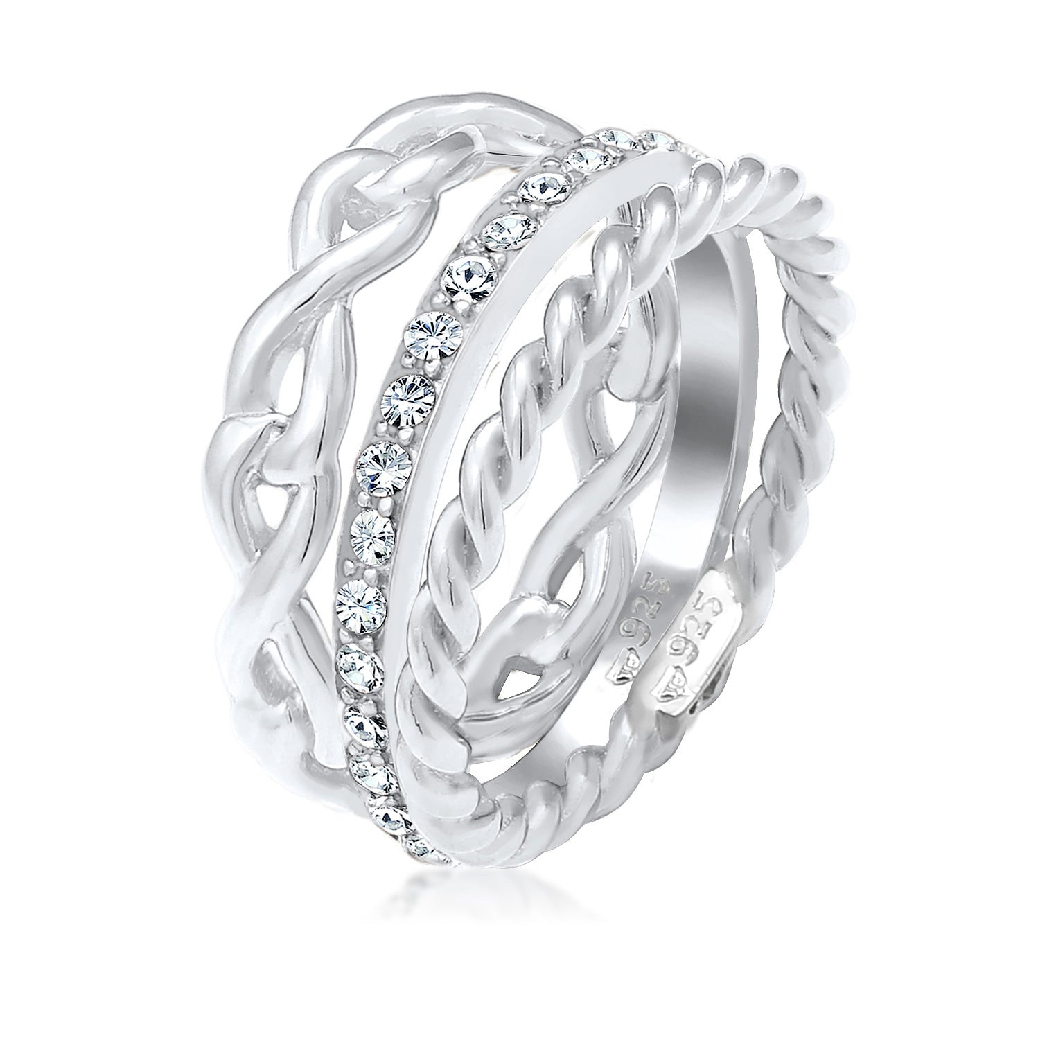 Silber - Elli | Ringset Infinity | Kristall ( Weiß ) | 925er Sterling Silber