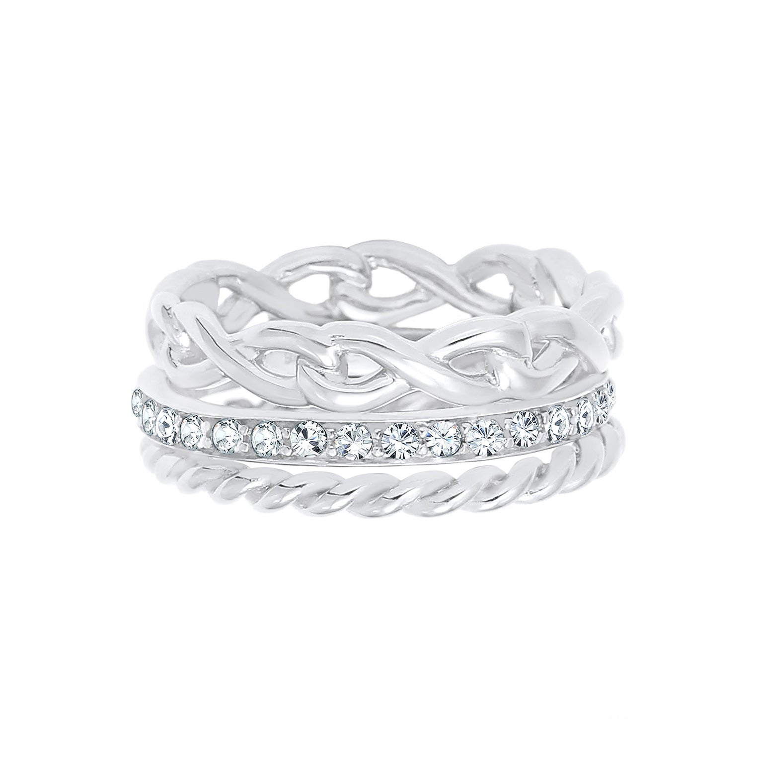 Silber - Elli | Ringset Infinity | Kristall ( Weiß ) | 925er Sterling Silber