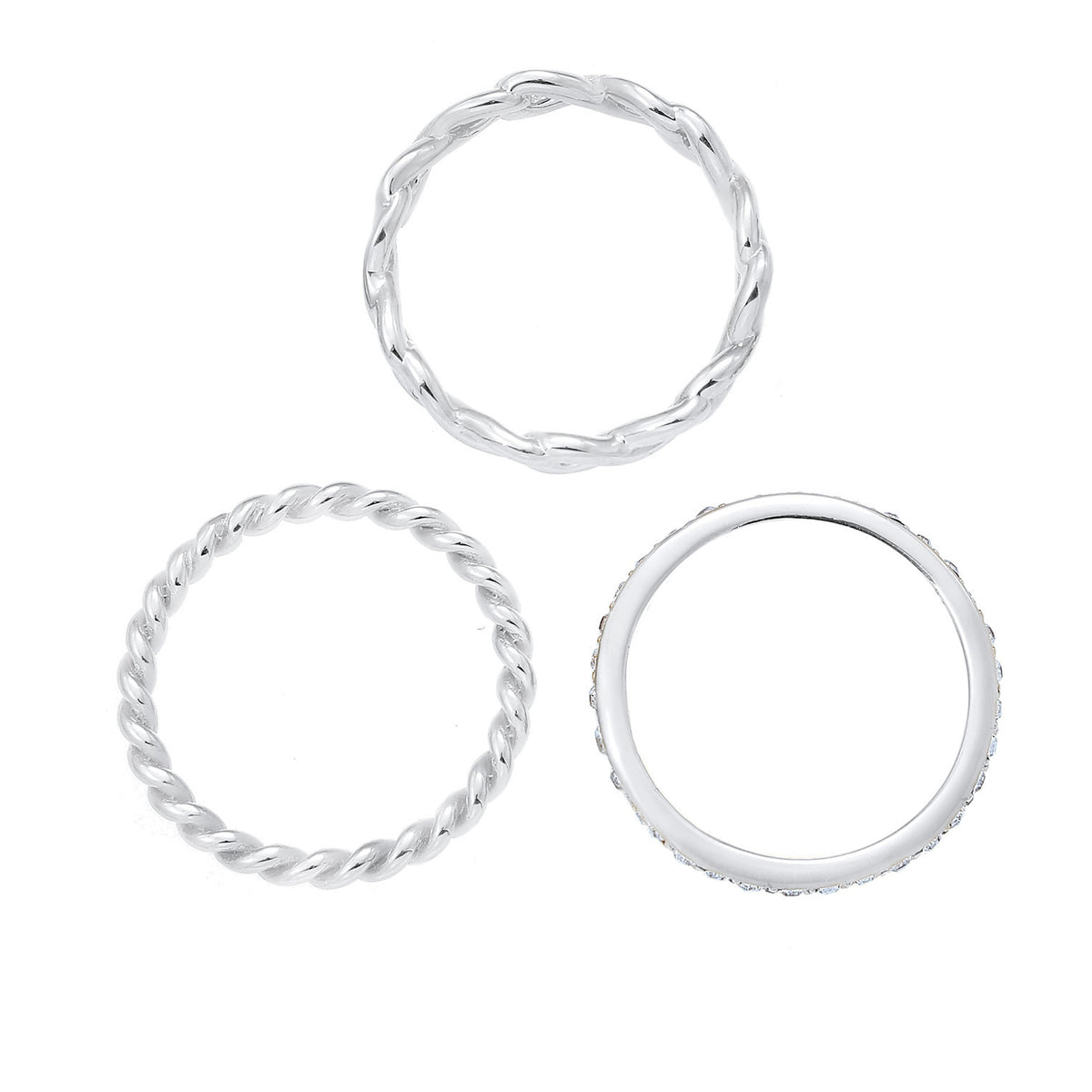 Silber - Elli | Ringset Infinity | Mit Kristallen von Swarovski® (Weiß) | 925er Sterling Silber