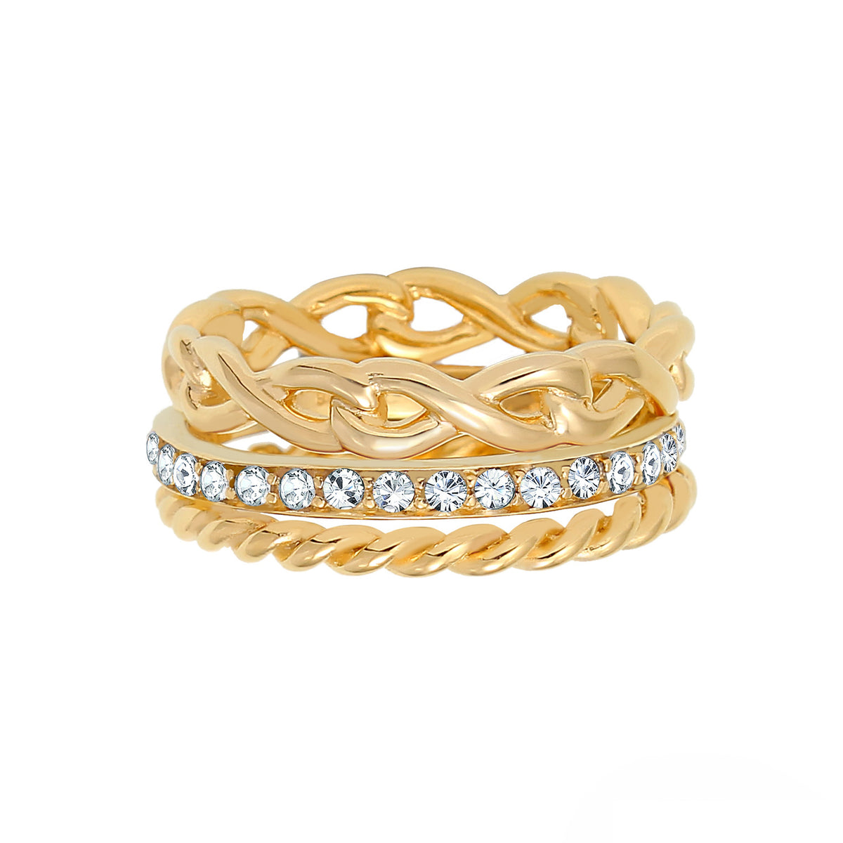 Gold - Elli | Ringset Infinity | Mit Kristallen von Swarovski® (Weiß) | 925 Sterling Silber vergoldet