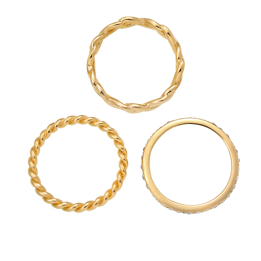 Gold - Elli | Ringset Infinity | Mit Kristallen von Swarovski® (Weiß) | 925 Sterling Silber vergoldet