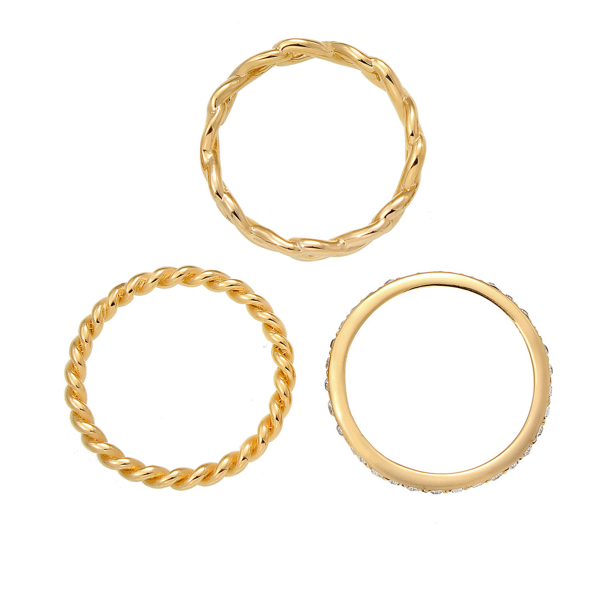 Gold - Elli | Ringset Infinity | Mit Kristallen von Swarovski® (Weiß) | 925 Sterling Silber vergoldet