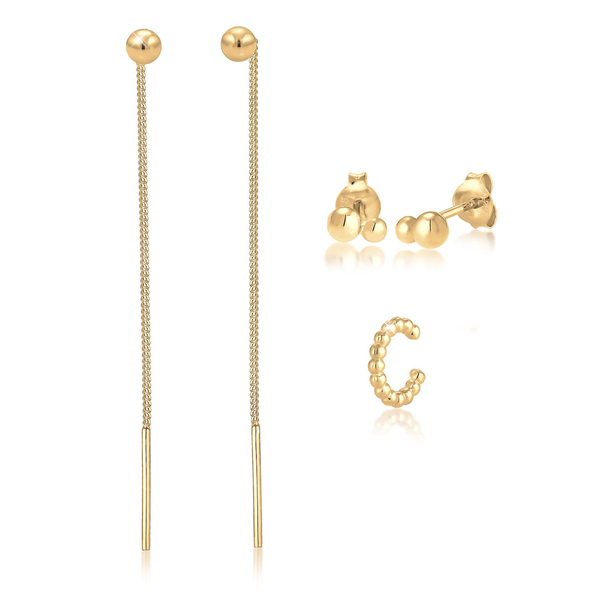 Gold - Elli | Ohrringset | 925 Sterling Silber vergoldet