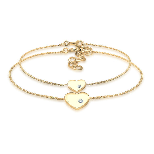 Gold - Elli | Mutter-Kind-Armbandset | Mit Kristallen von Swarovski® (Weiß) | 925 Sterling Silber vergoldet