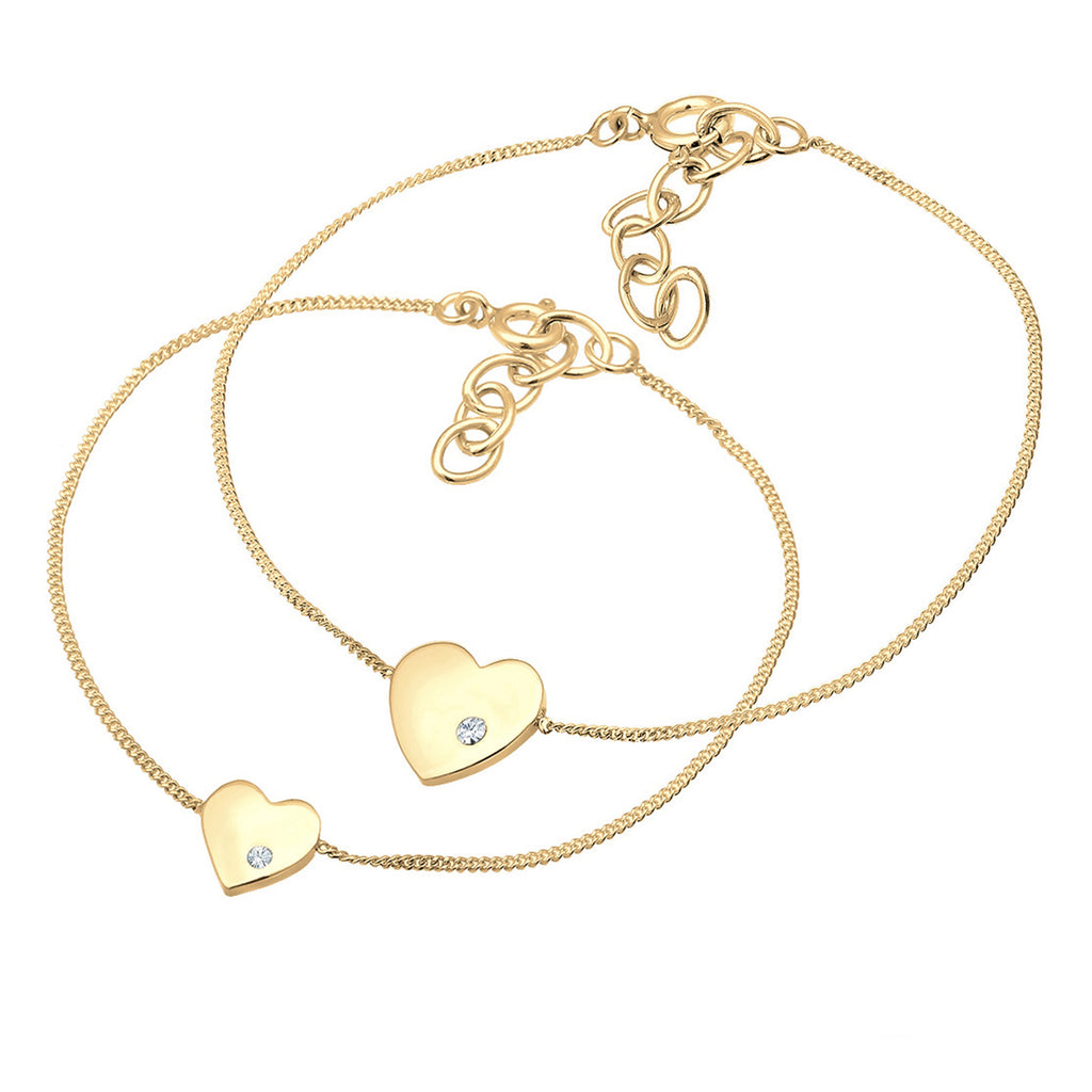 Gold - Elli | Mutter-Kind-Armbandset | Mit Kristallen von Swarovski® (Weiß) | 925 Sterling Silber vergoldet
