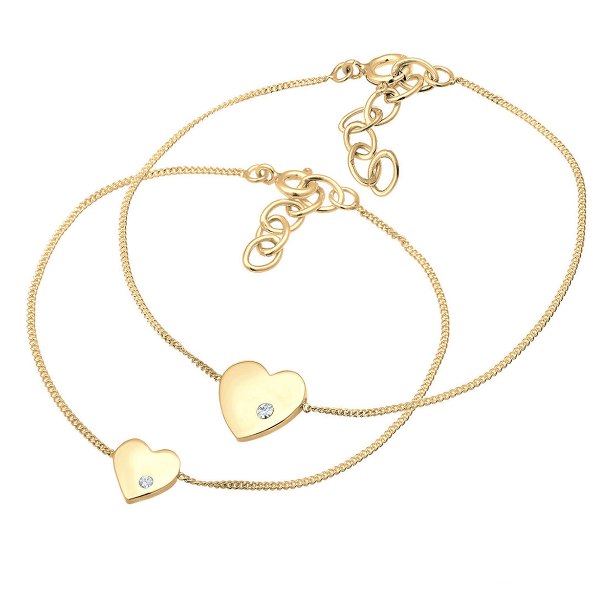 Gold - Elli | Mutter-Kind-Armbandset | Mit Kristallen von Swarovski® (Weiß) | 925 Sterling Silber vergoldet