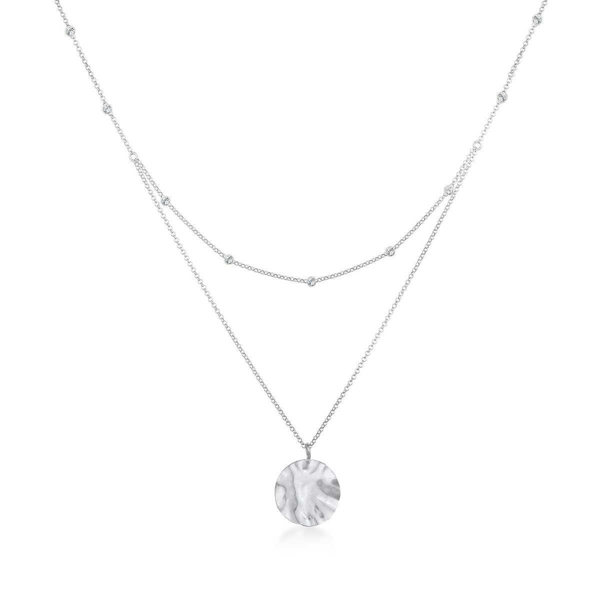 Silber - Elli | Layer-Halskette | Kristall (Weiß) | 925er Sterling Silber