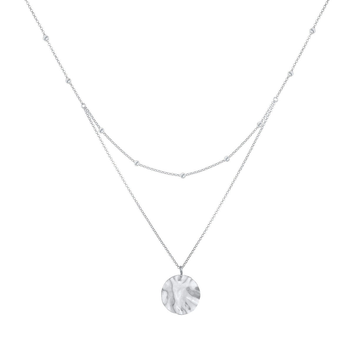 Silber - Elli | Layer-Halskette | Kristall (Weiß) | 925er Sterling Silber