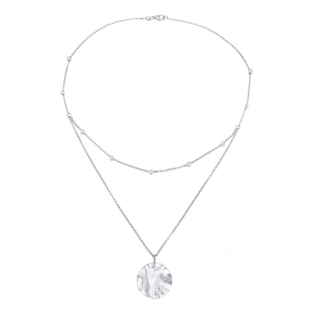Silber - Elli | Layer-Halskette | Kristall (Weiß) | 925er Sterling Silber