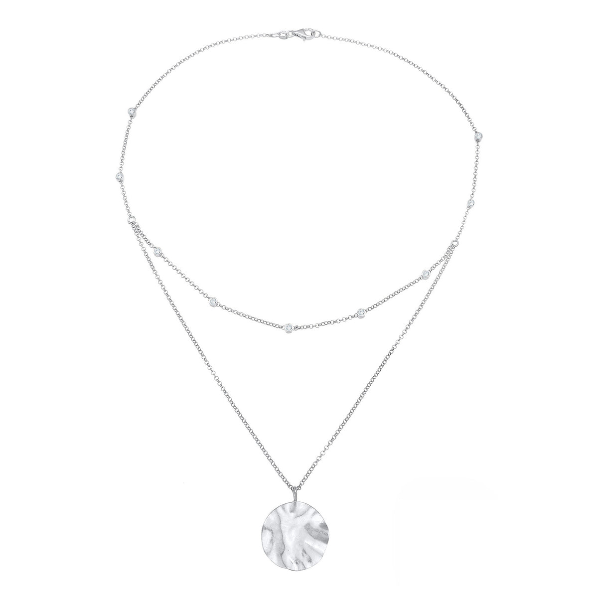 Silber - Elli | Layer-Halskette | Kristall (Weiß) | 925er Sterling Silber