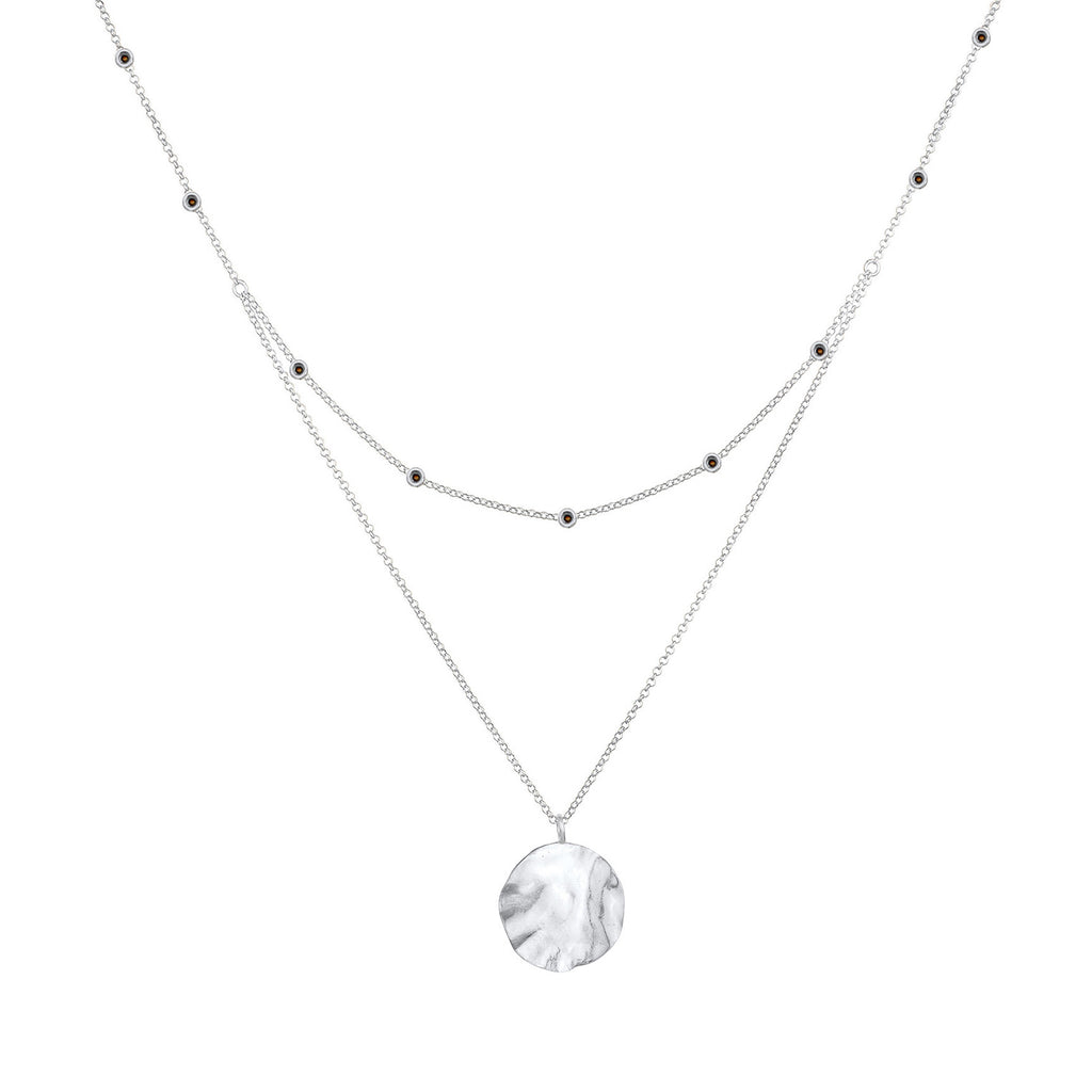 Silber - Elli | Layer-Halskette | Kristall (Weiß) | 925er Sterling Silber