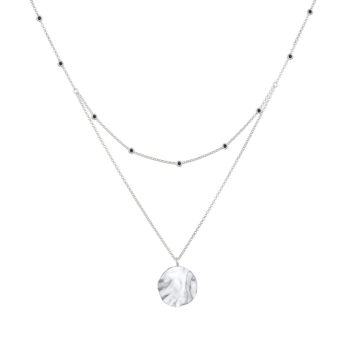 Silber - Elli | Layer-Halskette | Kristall (Weiß) | 925er Sterling Silber