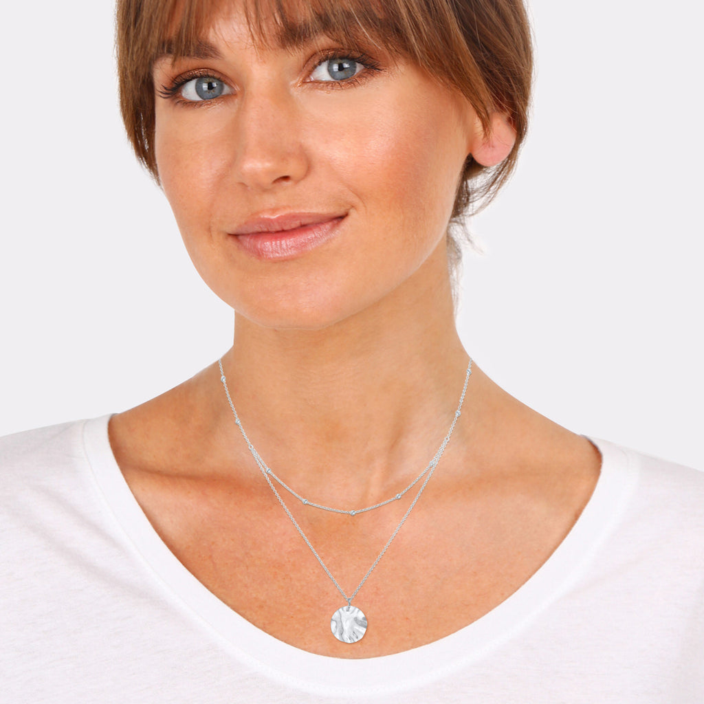 Silber - Elli | Layer-Halskette | Kristall (Weiß) | 925er Sterling Silber