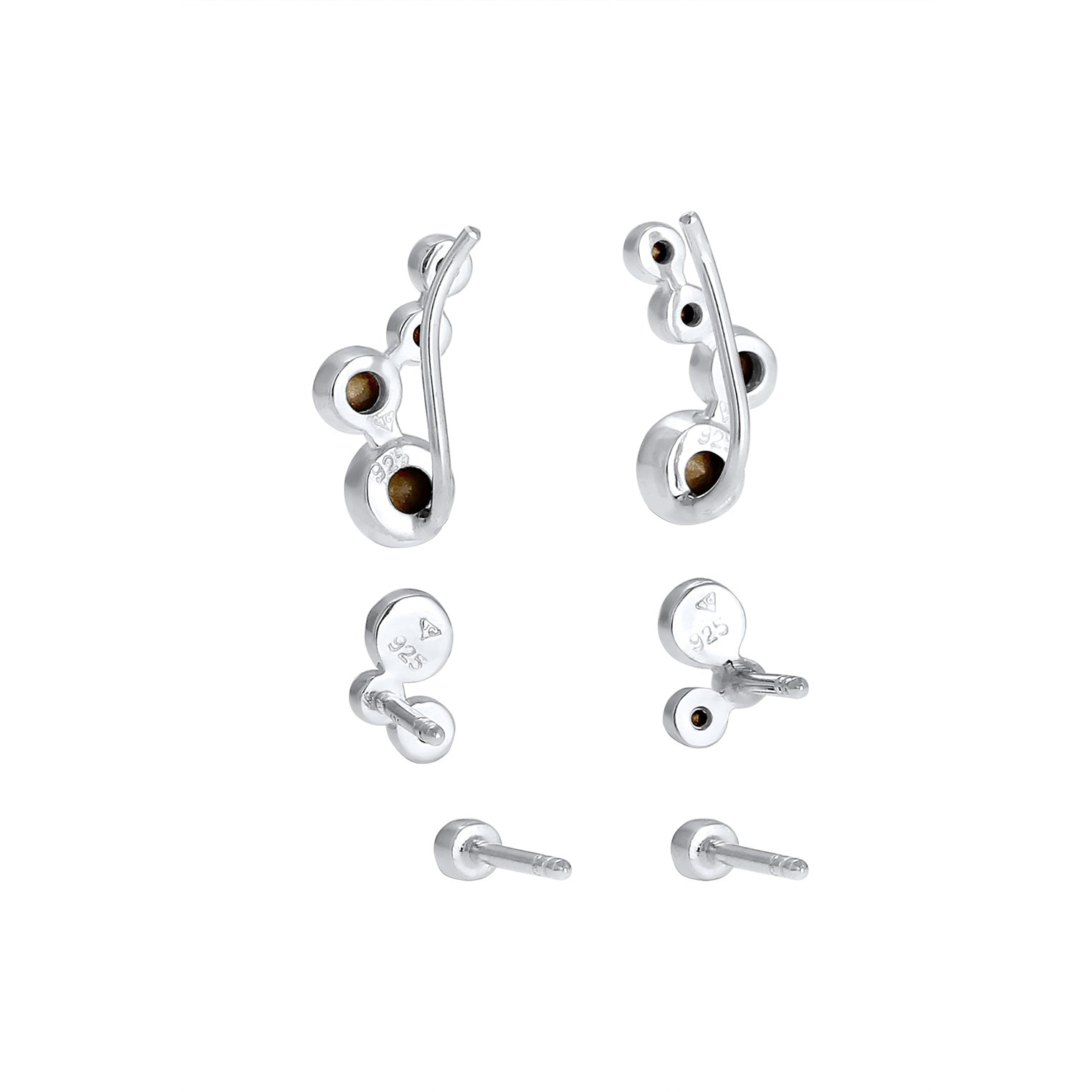 Silber - Elli | Ear Climber | Kristall ( Weiß ) | 925er Sterling Silber