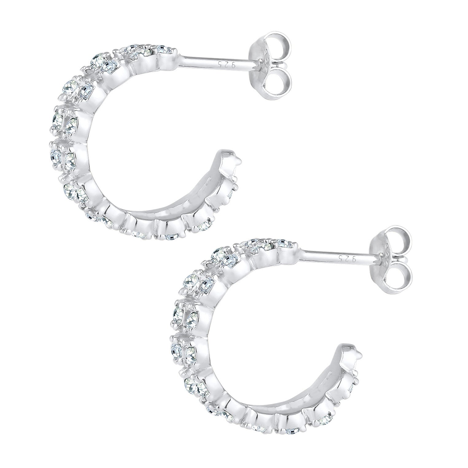 Silber - Elli | Ohrstecker | Mit Kristallen von Swarovski® (Weiß) | 925er Sterling Silber