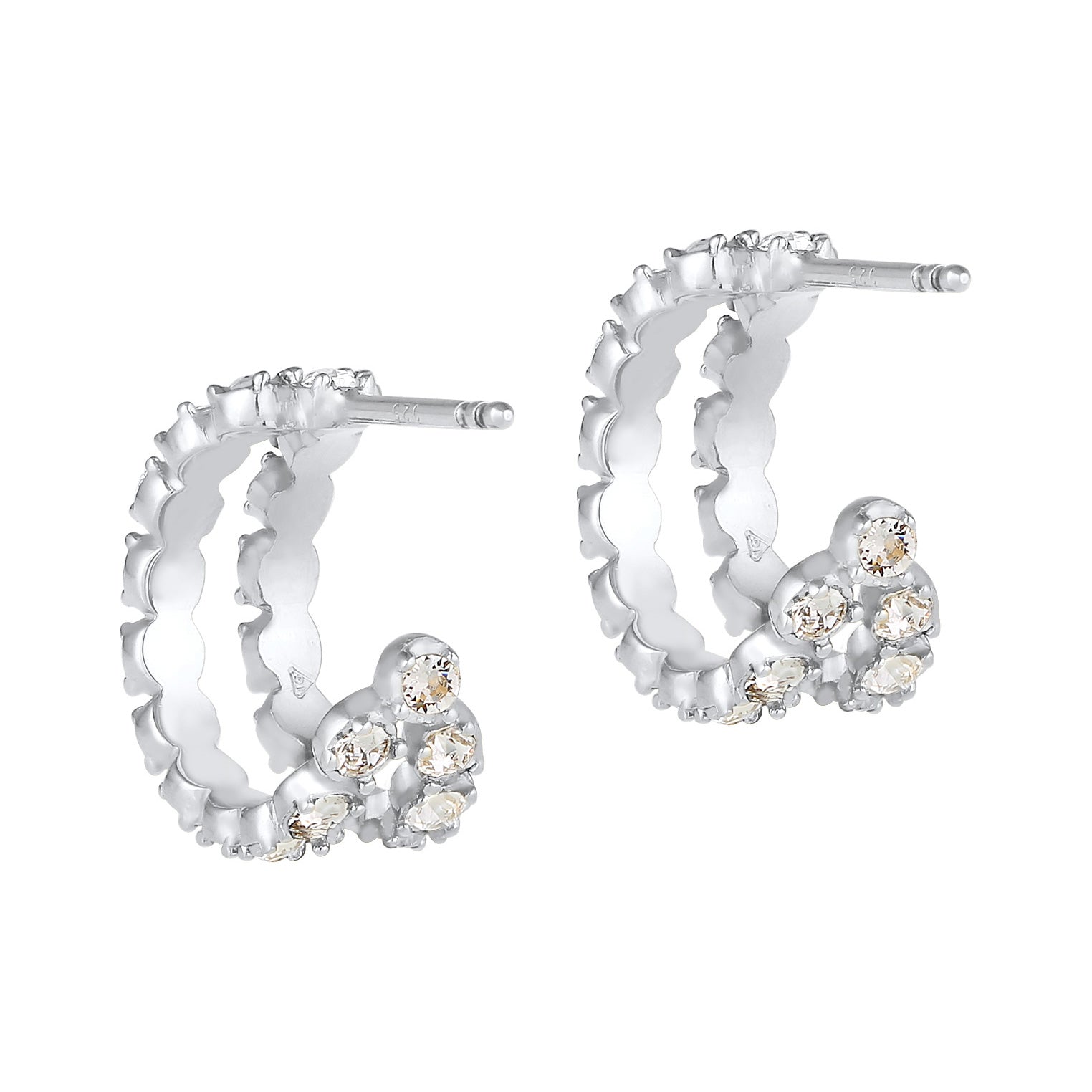 Silber - Elli | Ohrstecker | Mit Kristallen von Swarovski® (Weiß) | 925er Sterling Silber