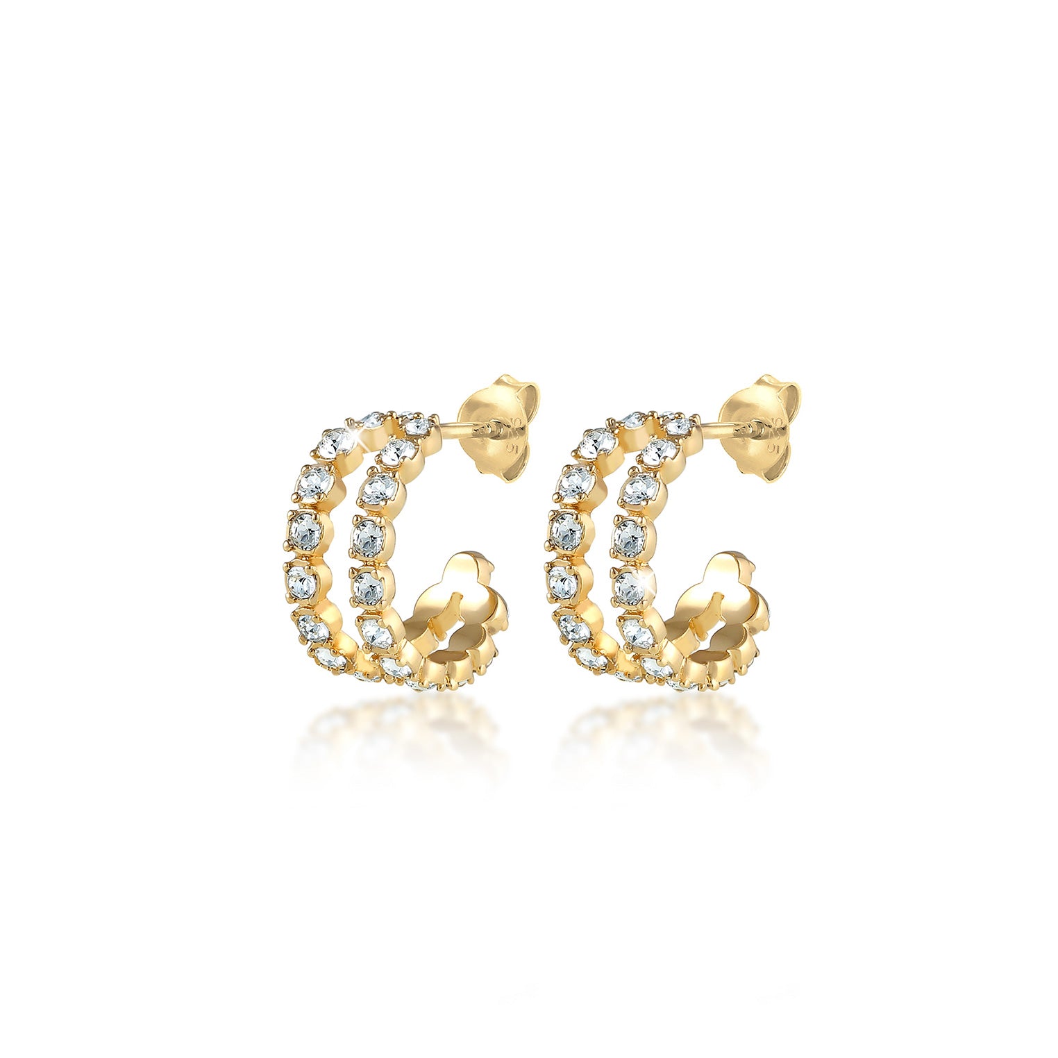 Gold - Elli | Ohrstecker | Mit Kristallen von Swarovski® (Weiß) | 925 Sterling Silber vergoldet