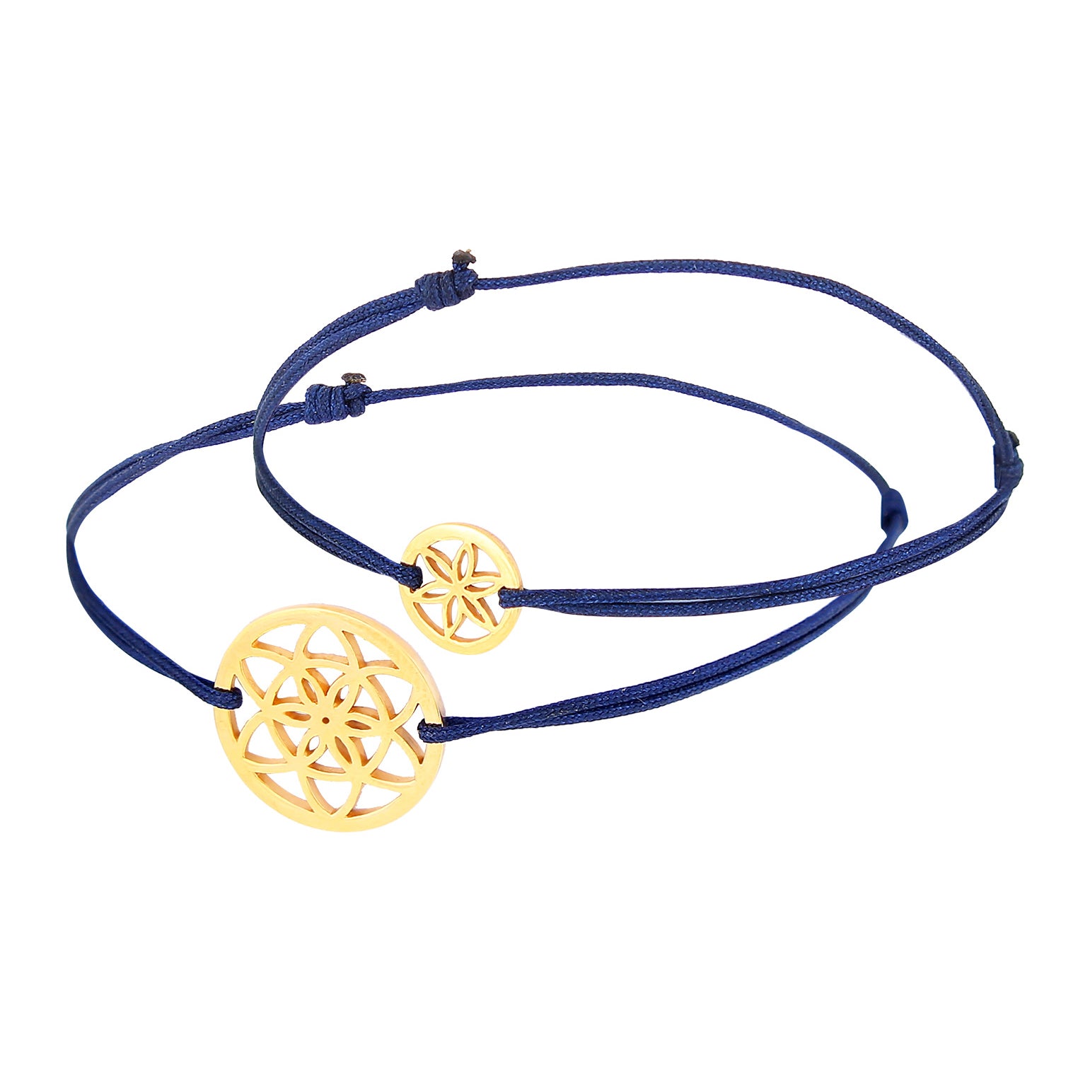 Gold - Elli | Mutter-Kind-Armbandset Lebensblume | 925 Sterling Silber vergoldet