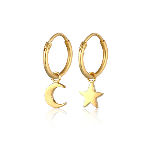 Gold - Elli | Creole Astro | 925 Sterling Silber vergoldet