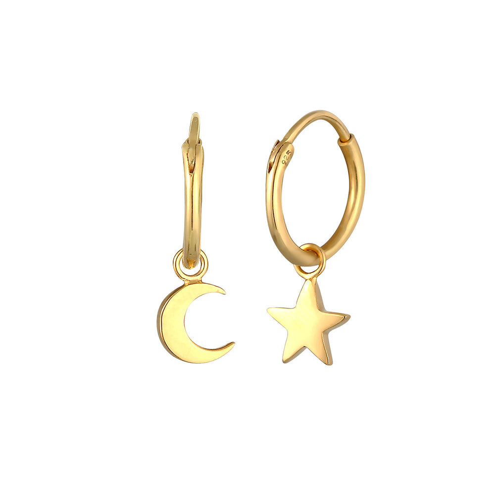 Gold - Elli | Creole Astro | 925 Sterling Silber vergoldet