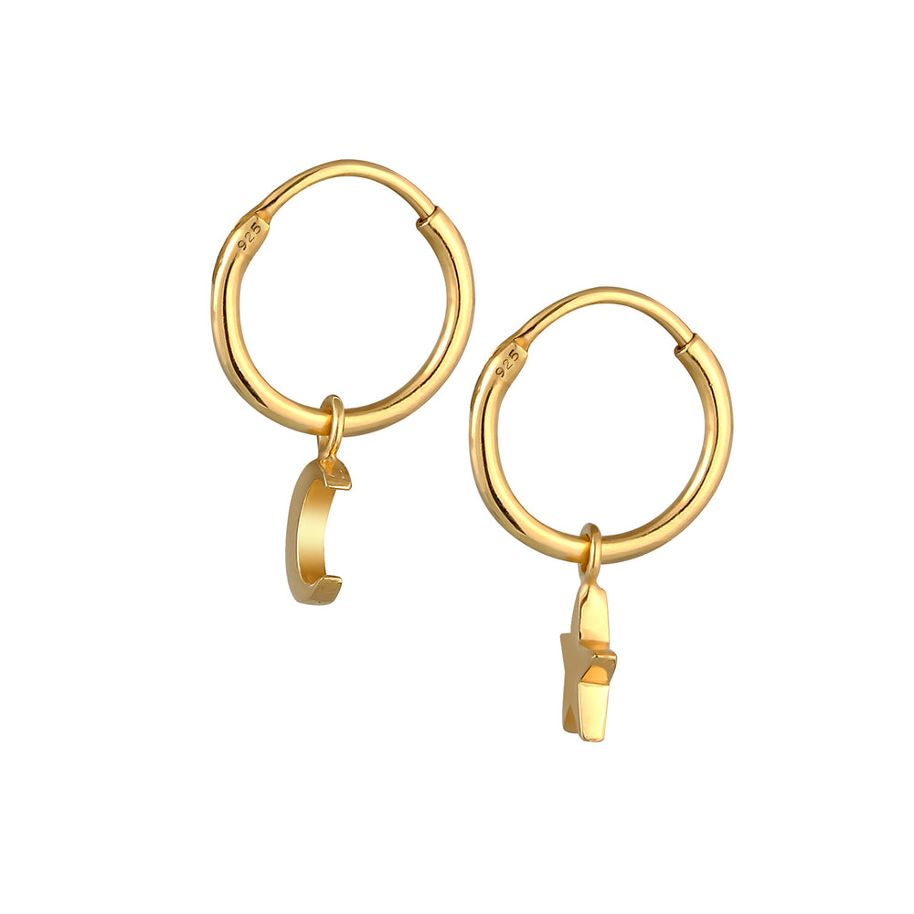 Gold - Elli | Creole Astro | 925 Sterling Silber vergoldet