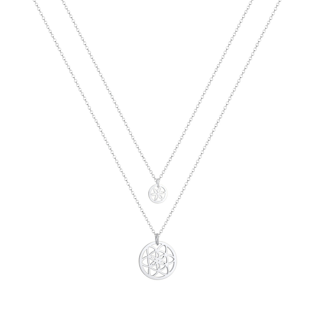 Silber - Elli | Mutter-Kind-Kettenset Lebensblume | 925er Sterling Silber