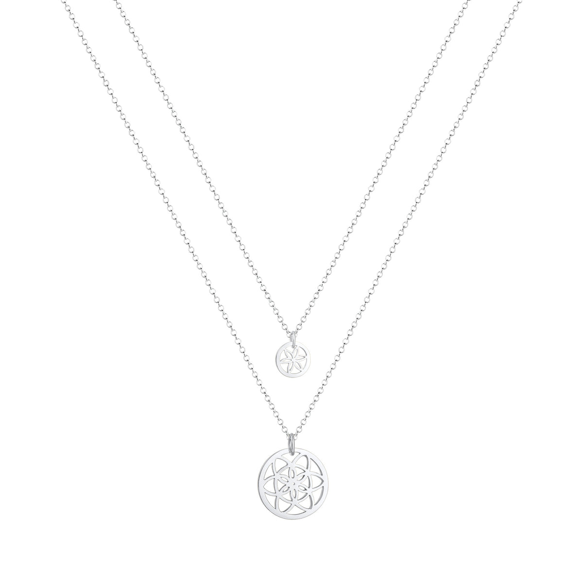 Silber - Elli | Mutter-Kind-Kettenset Lebensblume | 925er Sterling Silber