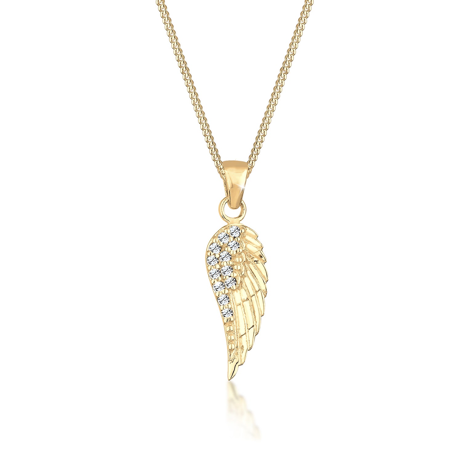 Gold - Elli | Halskette Flügel | Kristall ( Weiß ) | 925 Sterling Silber vergoldet