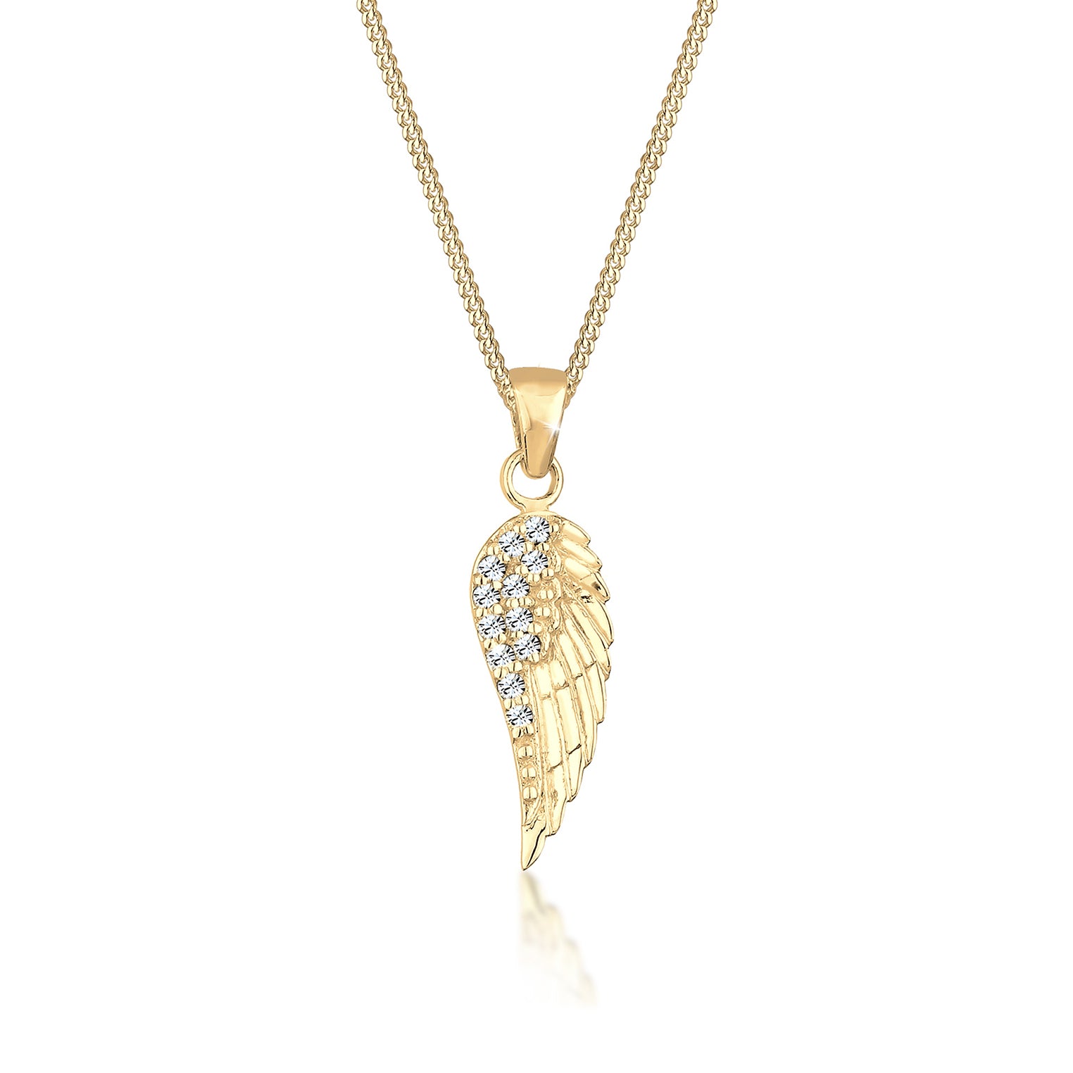 Gold - Elli | Halskette Flügel | Kristall (Weiß) | 925 Sterling Silber vergoldet