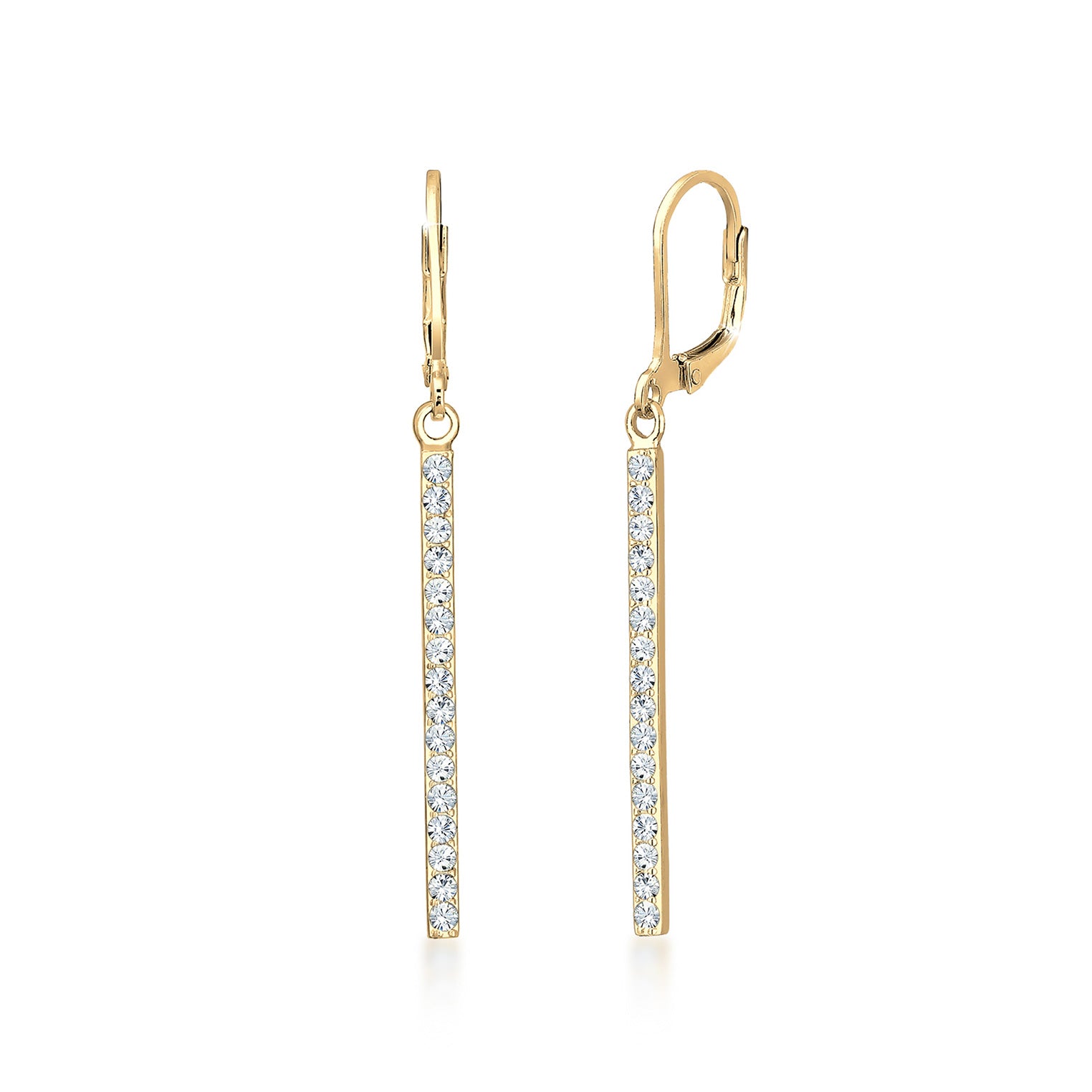 Gold - Elli | Ohrhänger Geo | Kristall ( Weiß ) | 925 Sterling Silber vergoldet