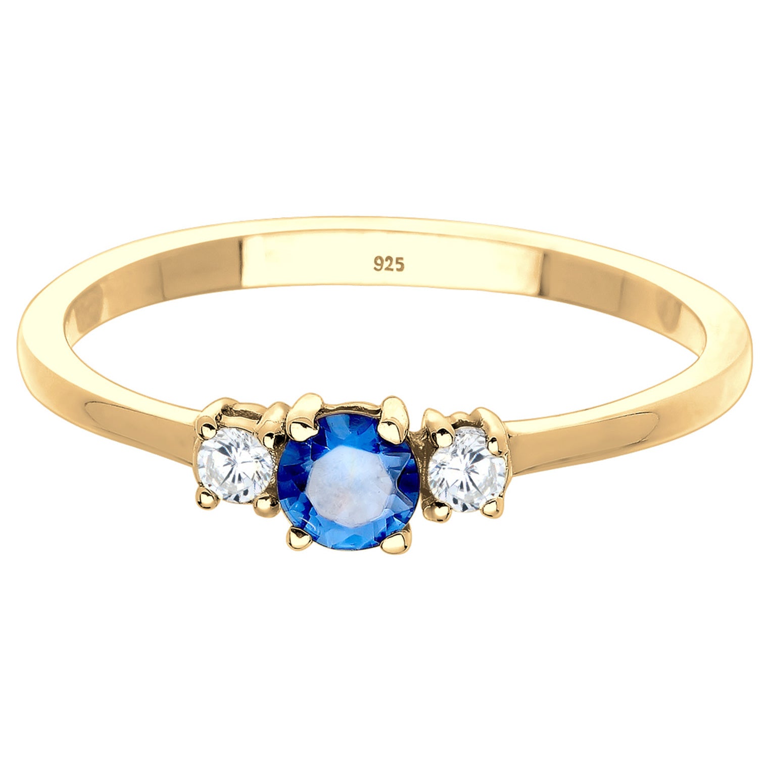 Gold - Elli | Verlobungsring | Saphir ( Blau ) | 925 Sterling Silber vergoldet