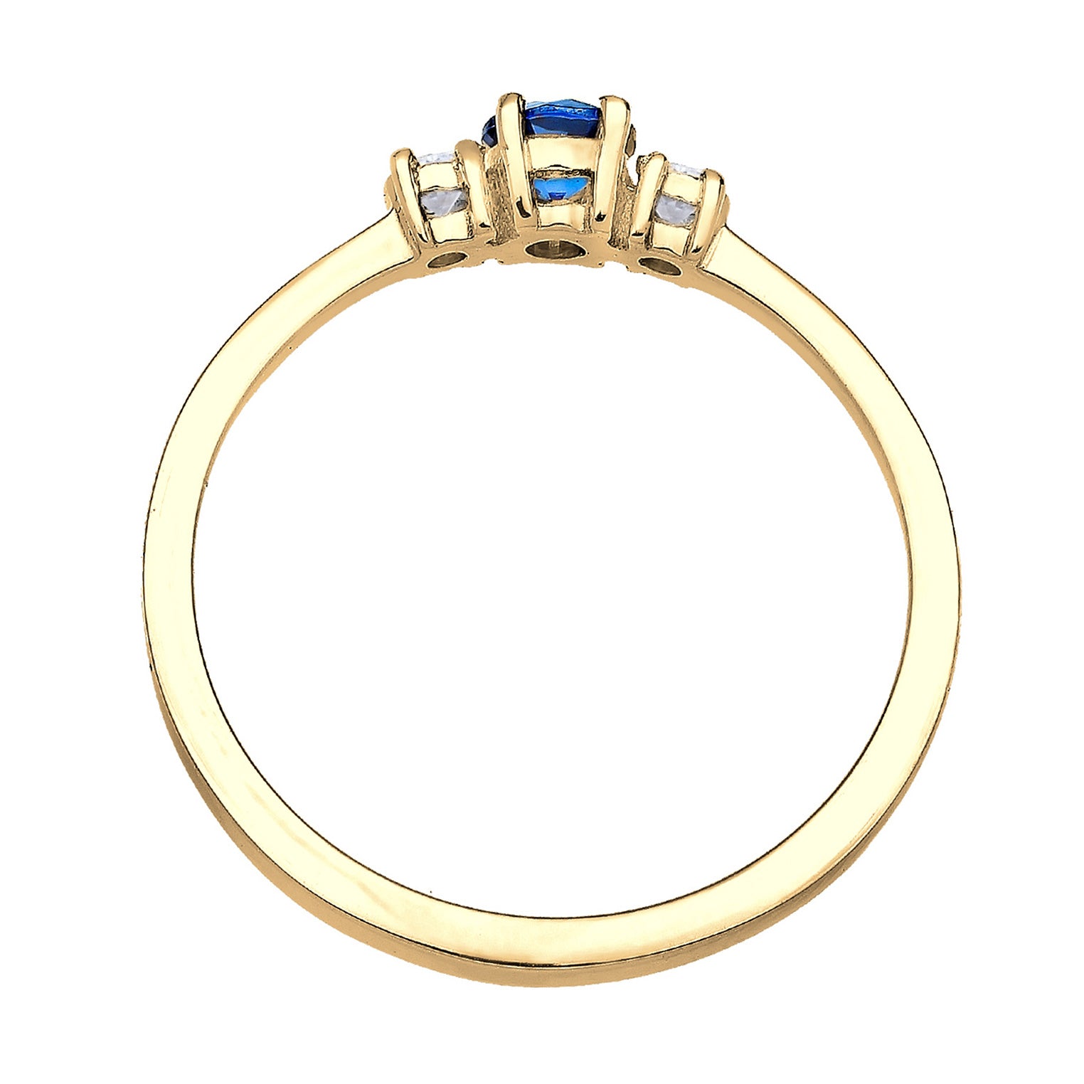 Gold - Elli | Verlobungsring | Saphir ( Blau ) | 925 Sterling Silber vergoldet