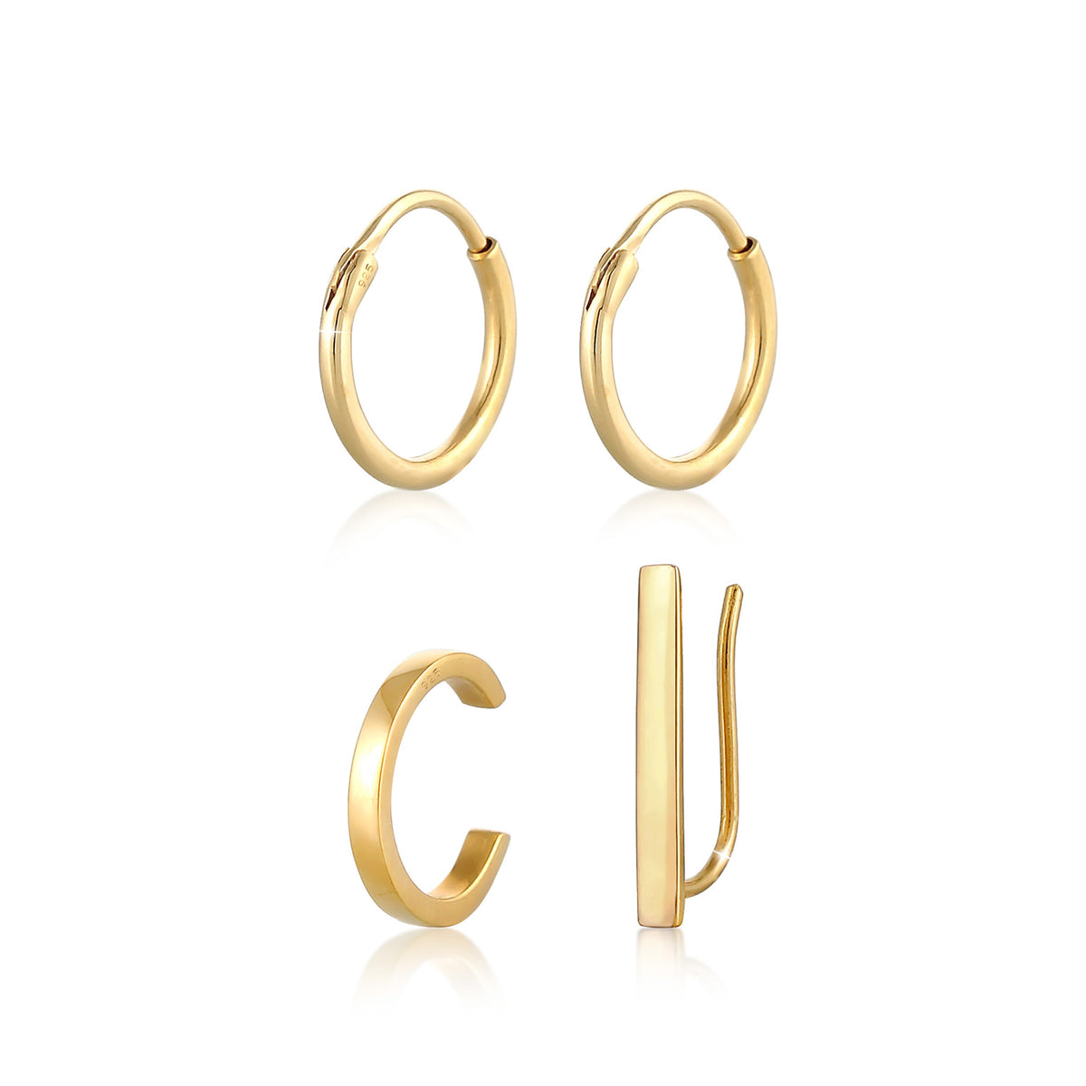 Gold - Elli | Ohrringset | 925 Sterling Silber vergoldet