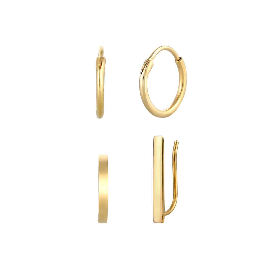 Gold - Elli | Ohrringset | 925 Sterling Silber vergoldet