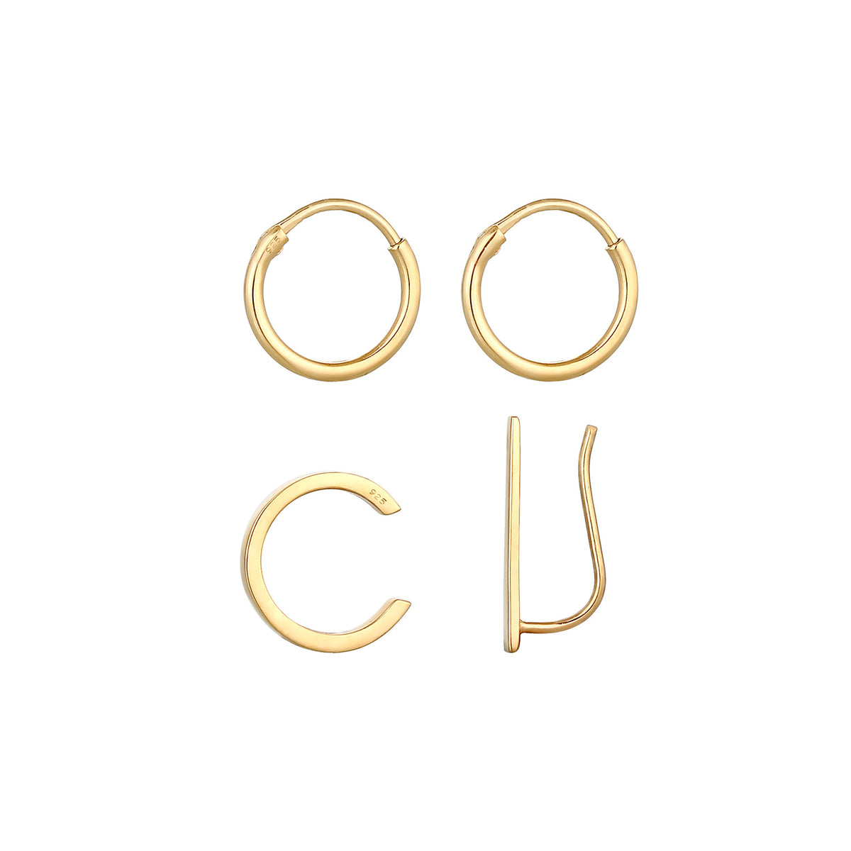 Gold - Elli | Ohrringset | 925 Sterling Silber vergoldet